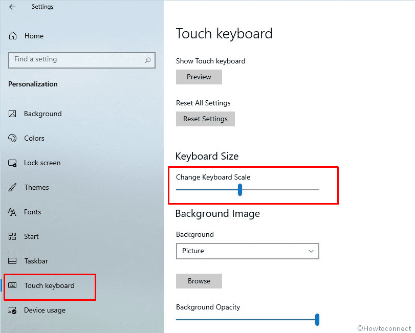 Change Touch Keyboard Size in Windows 10
