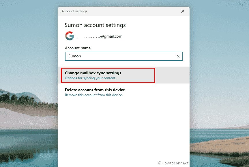 Change mailbox sync settings