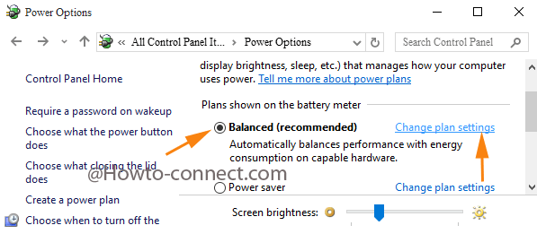 Change plan settings link of your selected plan