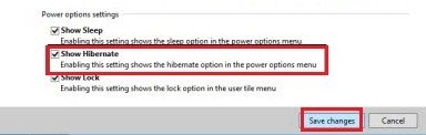 Activate Hibernate in Power button in Windows 8