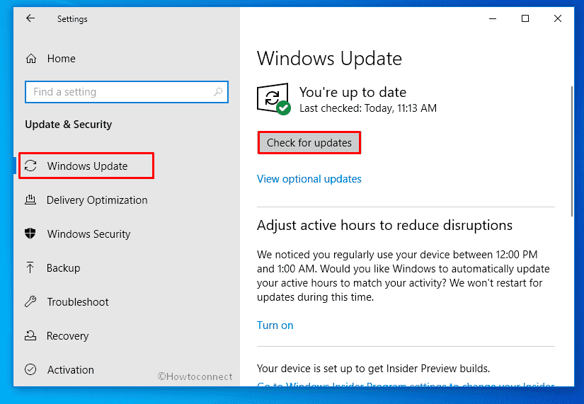 Check for latest Windows update