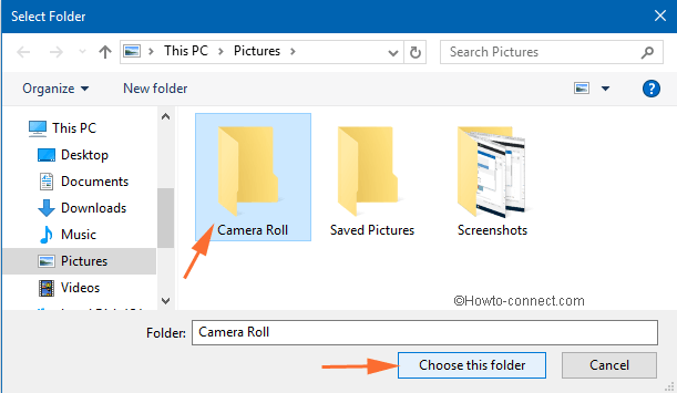 Choose folder option after picking up the album