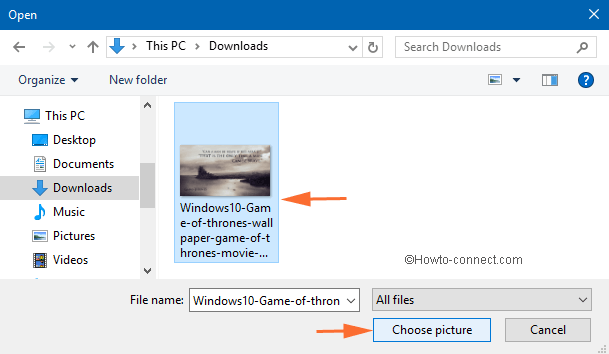 Choose picture button to set desired image as background