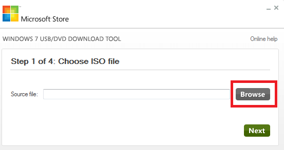 Chose ISO file from hard disk