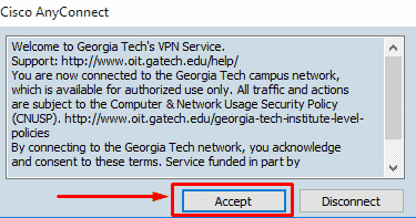 Cisco Anyconnect VPN Client accept button