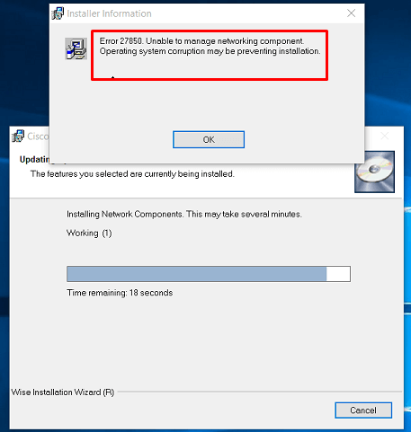 Cisco Error 27850 Preventing Installation on Windows 10 (Solved) Image 1