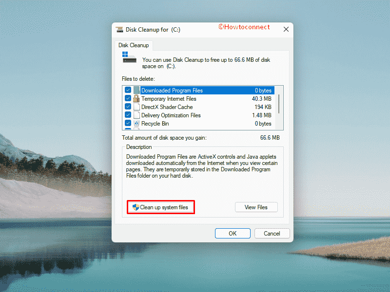 Clean up system files to free up disk space