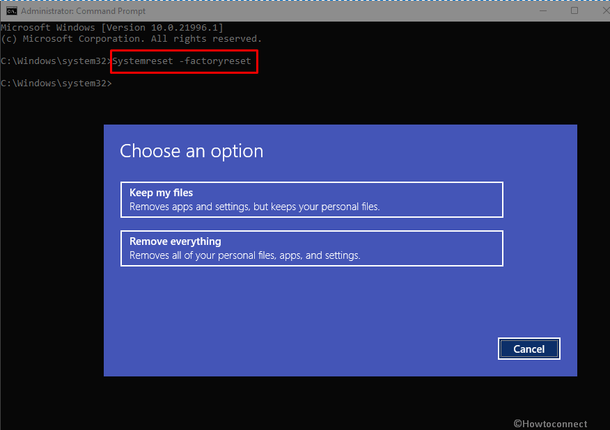Cmd Command to do a factory reset of Windows 11