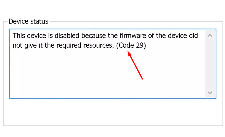 Code 29 - This device is disabled in Windows 10 Pic 1