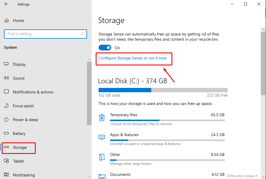 Configure Storage sense or run it now