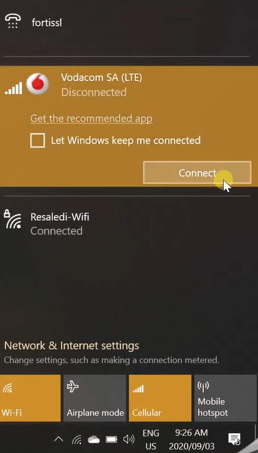 Connect Windows 10 PC to a Cellular Network