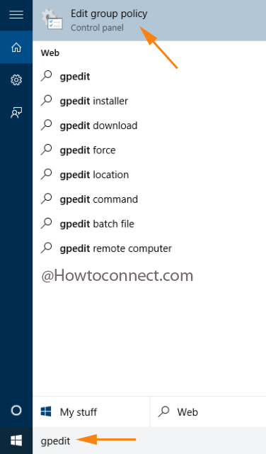 Cortana-Edit group policy search and result