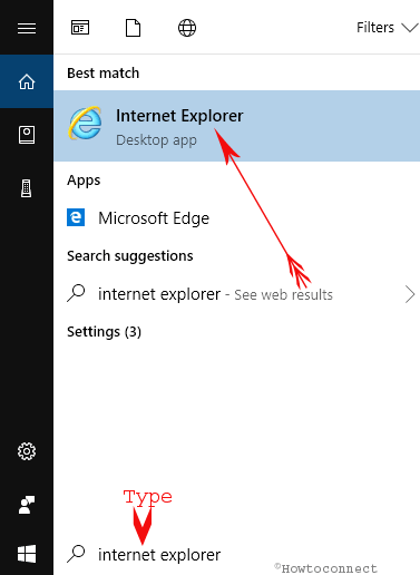 Cortana search Internet Explorer