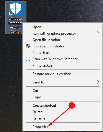 Create Shortcut to Windows Defender Security Center on Windows 10 image 3