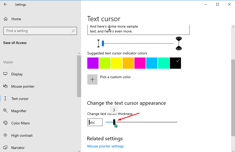 Cursor Thickness with a slider
