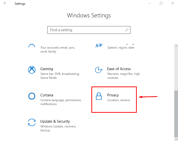 Customize App and Windows Permissions in Privacy Windows 10 image 1