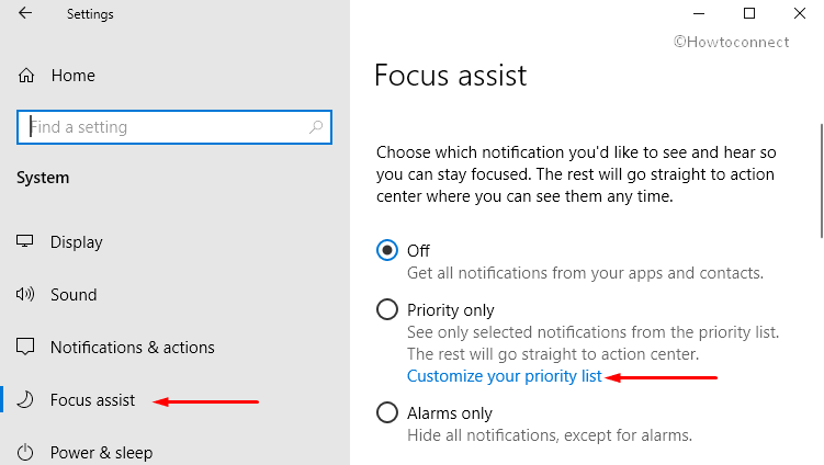 Customize Focus Assist Pic 5