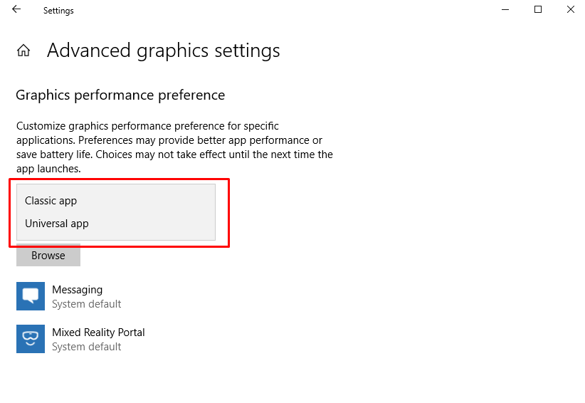 Customize Graphics Performance Preference for Apps in Windows 10 image 5