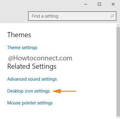 Desktop-icon-settings link underneath the theme heading