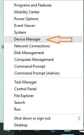Device Manager appeared at the Power Menu