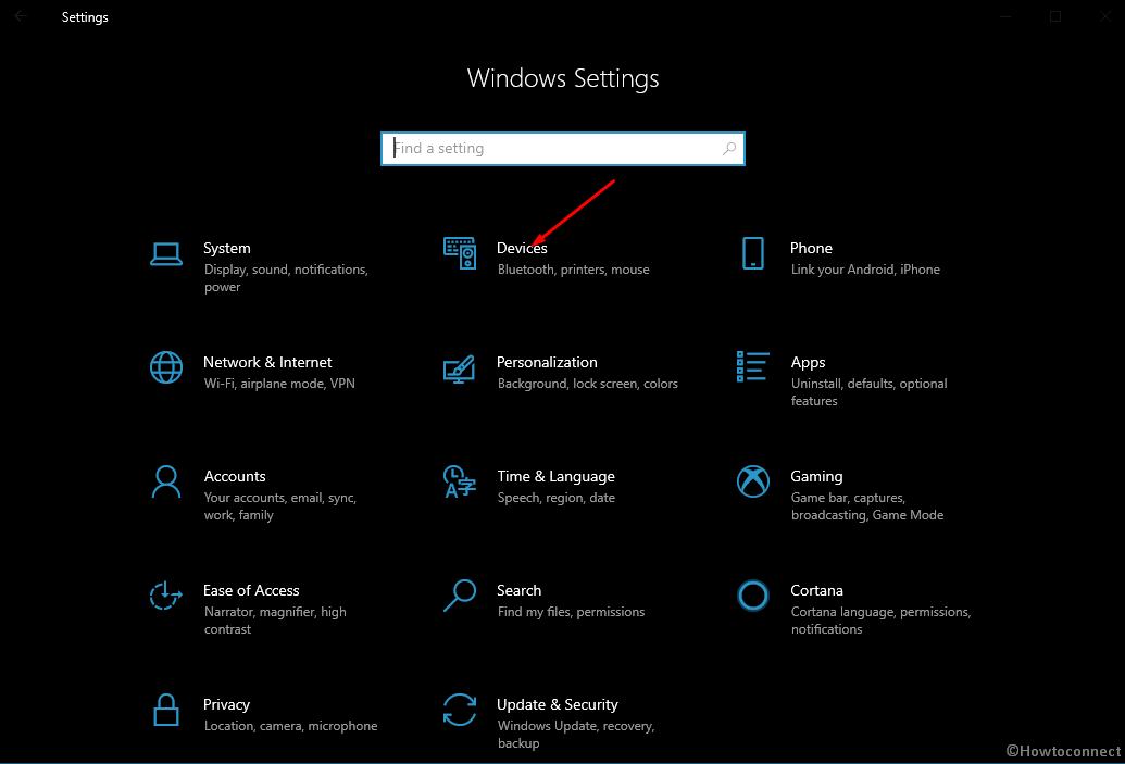 Devices on Windows Settings