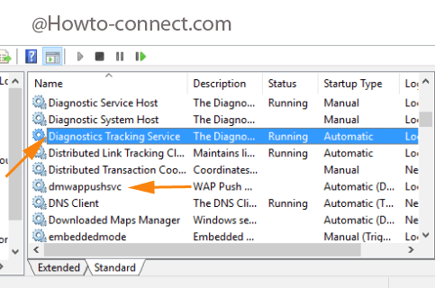 Diagnostics Tracking Service under the Services section of Computer Management