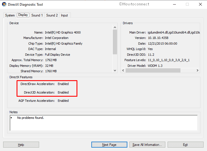 DirectDraw Error Windows 10 - Check status of DirectDraw and Direct3D