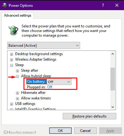 Disable Allow hybrid sleep in Windows 10