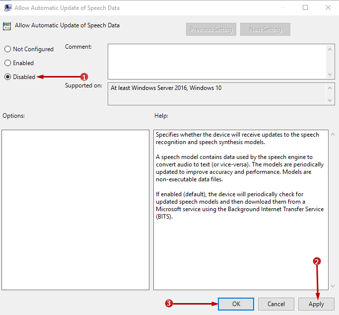 Disable Automatic Update of Speech Data on Windows 10 Pics 4