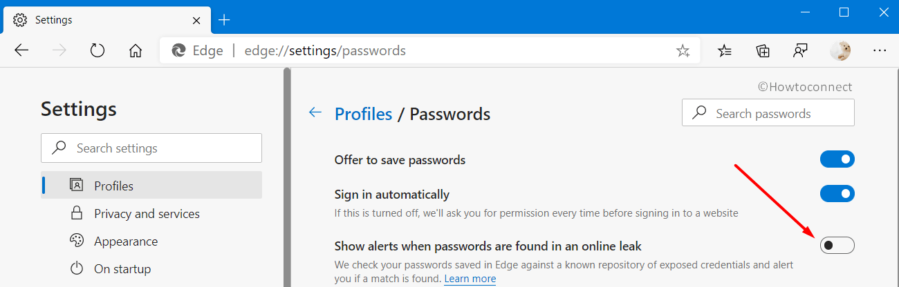 Disable Password Monitor in Edge Pic 4