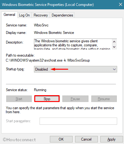 Disable Windows Biometric Service