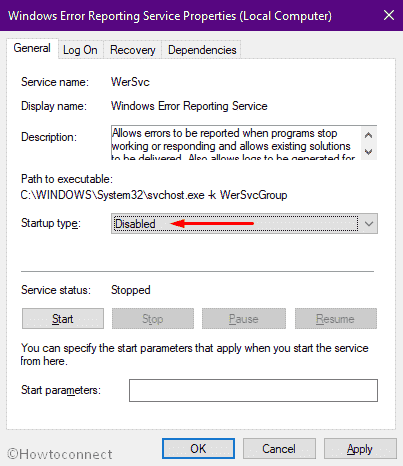 Disable Windows Error Reporting Service