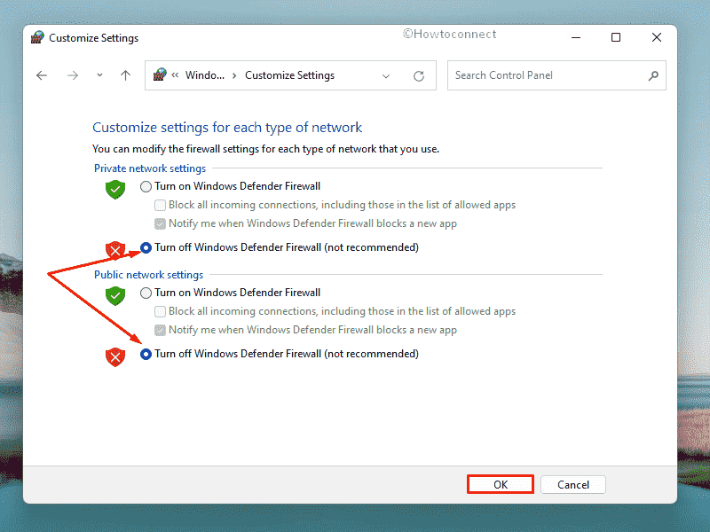 Disable Windows Firewall temporarily