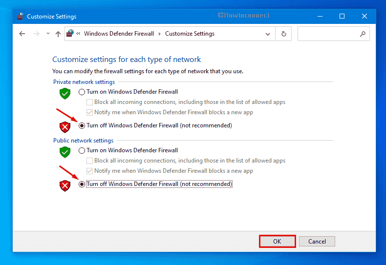 Disable Windows defender Firewall