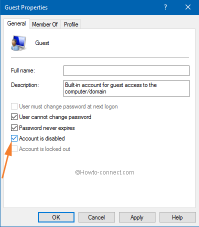 Disable built in guest account