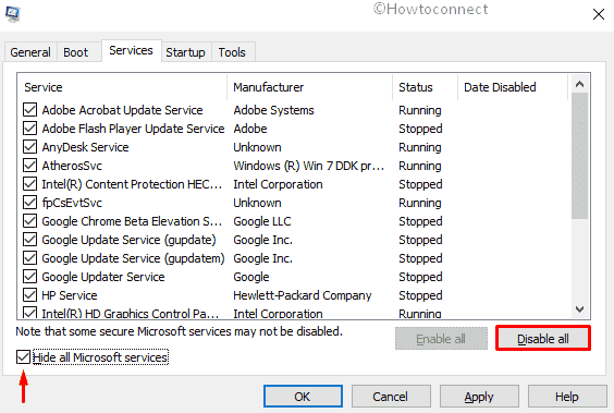 Disable non-Microsoft services