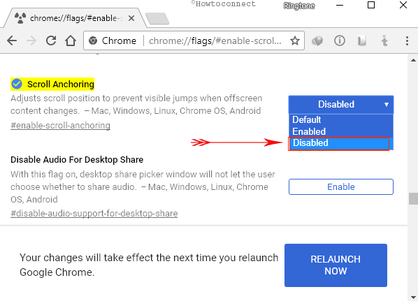 Disabled Scroll Anchoring Google Chrome