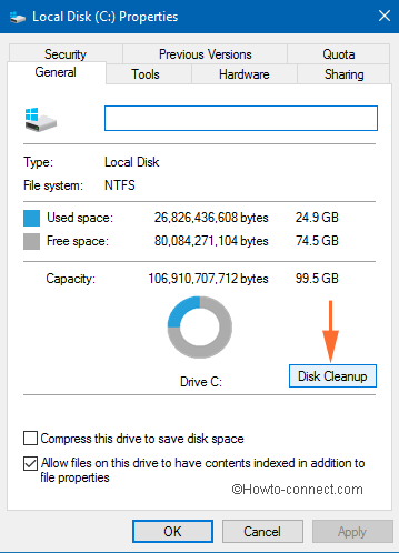 Disk cleanup buuton