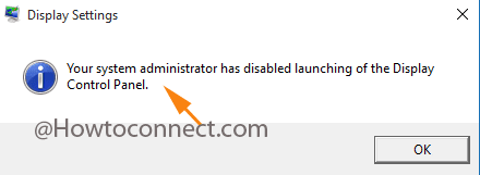 Display Control Panel has been disabled to Restrict Change Desktop Icons in Windows 10
