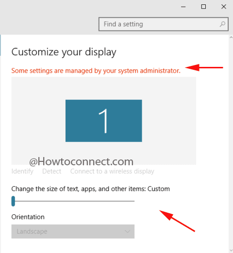 Display Settings window grayed out