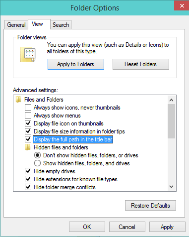 Display Active Folder Name or Path in File Explorer Title Bar