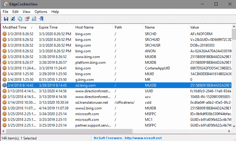EdgeCookiesView to Get Cookies on Microsoft Edge image 1