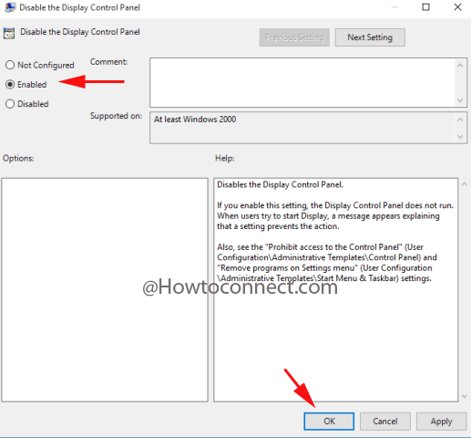 Prohibit Change Display Settings in Windows 10