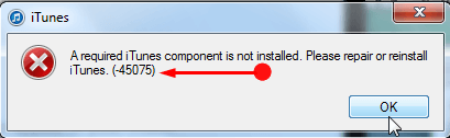 Error 45075 iTunes Image 1
