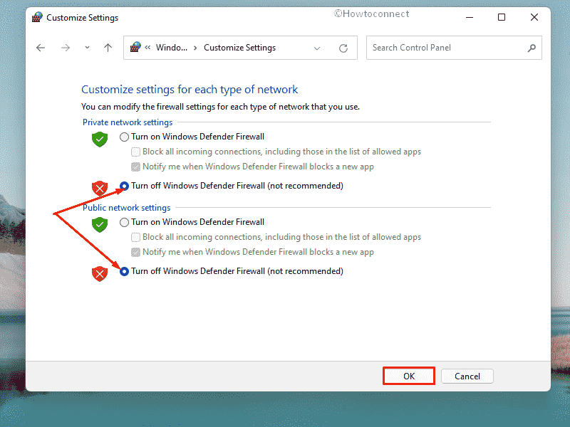 Error code 0x801901f5 in Windows 10 or 11 - Turn off Windows Defender Firewall