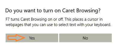 F7 key enables caret browsing for the current tab