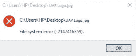 File System Error (-2147219196)
