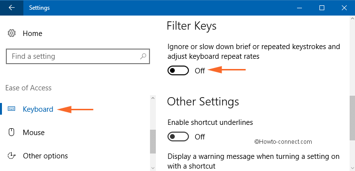 Filter keys at the Settings app