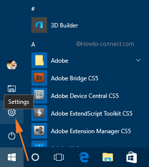 Fire up Start Menu to click Settings