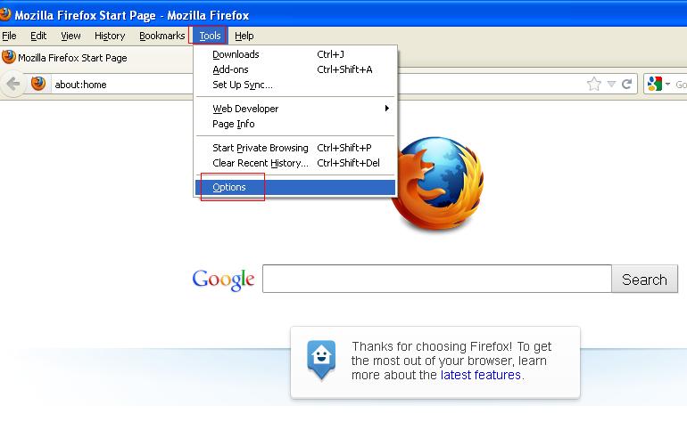 firefox settings menu image
